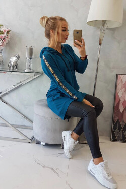 Dámska dlhšia mikina so zipsom vzadu 8997 Marine Petrol - K-Fashion UNI petrolejová