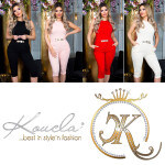 Sexy KouCla capri jumpsuit with decorative buckle red M