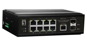 LevelOne IGP-1061 / Priemyselný switch / 8x GE PoE+ / 2x SFP / 360 W PoE / Managed L2 / DIN lišta (IGP-1061)