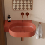 OMNIRES - OVO M+ umývadlo na dosku/závesné - ľavé, 64 x 44 cm, terracotta mat; OVO645UWLTE