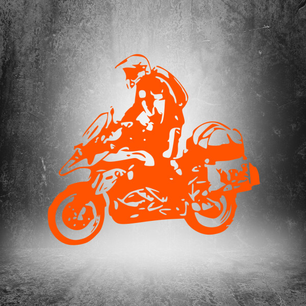 Veselá Stena Samolepka Motorka BMW GS Enduro Farba: oranžová, Veľkosť: 40 x 36 cm
