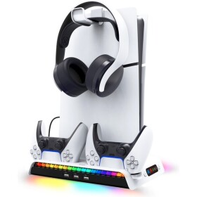 IPega P5S006 Multifunkčný Nabíjací RGB Stojan s Chladením pre PS5 Slim biela (57983119051)