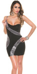 Sexy one-shoulder Party-Mini-dress with sequins black Einheitsgroesse