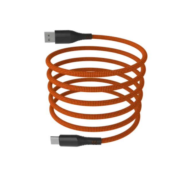 Hammer Magnetický kábel USB-C oranžový / Kábel / USB-A (M) - USB-C (M) / 65W / 1 m / nylonové opletenie (AKC001411)