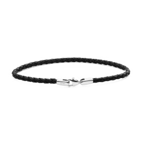 Daniel Wellington Pletený čierny kožený náramok Sheffield Daniel DW004017 19,5 cm