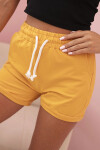 Dámske bavlnené šortky s elastickým pásom a šnurovaním v horčicovej farbe UNI