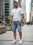 Pánske džínsové šortky s opaskom modré FashionStreet SX2577 s34