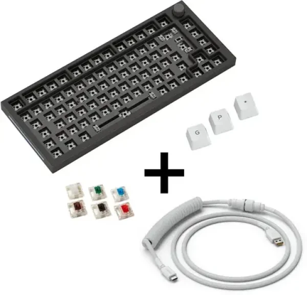 Glorious GMMK Pro White on Black 75% TKL / herná klávesnica / mechanická / spínače Gateron Clear / GPBT keycaps / RGB (GABU-471)