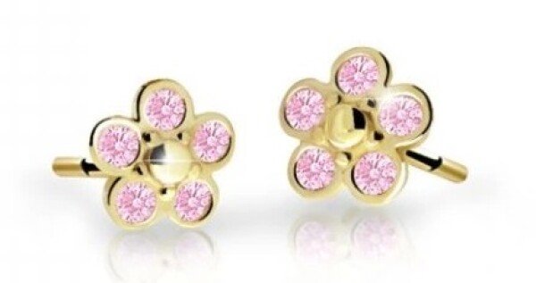 Cutie Jewellery Detské kvietkové náušnice zo žltého zlata C2744-30-X-1 ružová