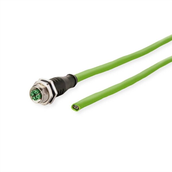 Metz Connect 142M2X20005 M12 sieťové káble, prepojovacie káble CAT 6A S/FTP 0.50 m zelená odolný proti UV žiareniu 1 ks; 142M2X20005