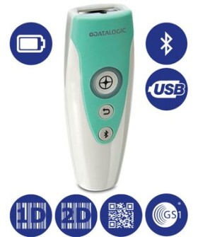 DATALOGIC RIDA DBT6400 HC / mobilný 2D snímač / IP50 / nemocničný / USB kábel / batéria / USB / biela (DBT6400-HC)