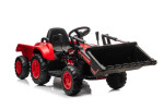 Mamido Detský elektrický traktor s radlicou a prívesom červený