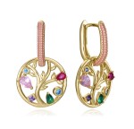 Viceroy Pozlátené náušnice 2v1 Strom života s farebnými zirkónmi 15125E100-39