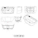 CERANO - Vaňa z liateho mramoru Valeria - voľne stojaca - nástenná - biela matná - 150x80x55 CER-8050BD80384