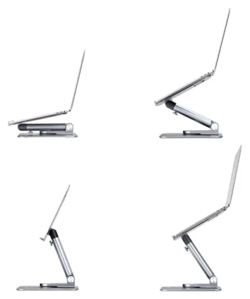 StarTech Teleskopický stojan na notebook strieborný / Stojan na notebook / Otočná základňa 360° / Hliník / Nosnosť 5 kg (ATER-LAPTOP-RISER)