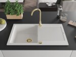 MEXEN/S MEXEN/S - Leo granitový drez 1 s odkvapkávačom 900x500 mm, biela, + zlatý sifón 6501901010-20-G