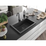 MEXEN/S MEXEN/S - Elix granitový drez 1-miska 700 x 500 mm, čierna kropenatá, sifón čierna 6526701005-76-B