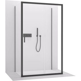 CERANO - Trojstenný sprchovací kút Varone LINE UL/P - 6 mm - čierna matná, transparentné sklo - 100x70x195 - posuvný CER-DY505B-90131