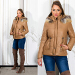 Trendy winter jacket with a detachable hood CAPPUCCINO M