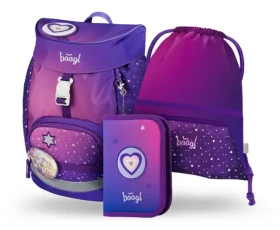 BAAGL SET 3 - Školská súprava AIRY Kone srdca: batoh / peračník / sáčok (A-34484)