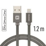 SWISSTEN TEXTILE dátový kábel USB - Lightning MFi 1.2m šedá (71524202)