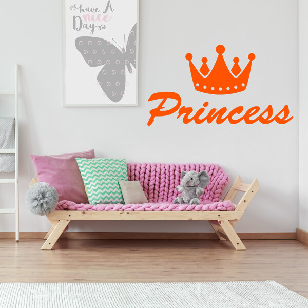 Veselá Stena Samolepka Princess Farba: oranžová, Veľkosť: 80 x 45 cm