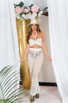 Sexy Set in crochet look Pants + Crop Top KHAKI Einheitsgroesse