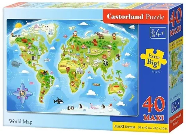 Castorland 040117 Puzzle Obrázková mapa sveta MAXI