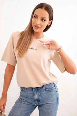 Dámska bavlnená blúzka s potlačou Minimal beige UNI