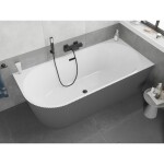 MEXEN/S - Silo voľne stojaca rohová vaňa pravá reliéf 170 x 80, biela/sivá, sifón a prepad čierna 52891708062P-70