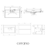 CERANO - Kúpeľňová skrinka Velora - biela matná, úchytka chróm + umývadlo z lit. mramoru Vita - čierna matná - 70x63x46,5 CER-8050BD83993