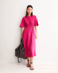 Armedangels Linen Blend Gathered Dress 3434 very berry XS