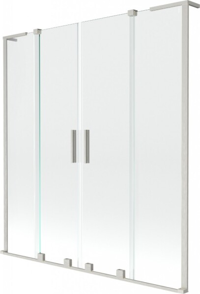MEXEN/S - Velar L Duo dvojkrídlová posuvná vaňová zástena 160 x 150, transparent, nikel kartáčovaný 896-160-003-02-97
