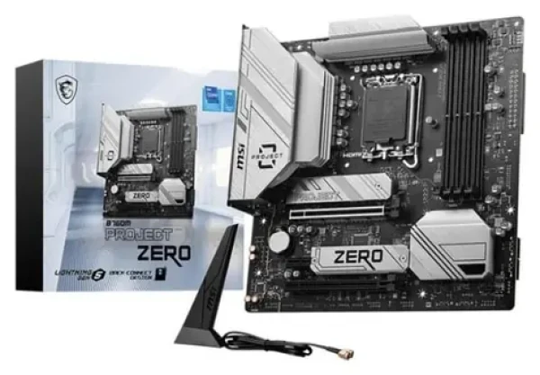 MSI B760M PROJECT ZERO / B760 / LGA 1700 / 4X DDR5 / PCIEx16 / 1x 2.5 GLAN / Wi-Fi / Micro-ATX (B760M PROJECT ZERO)