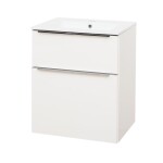 Mereo Mailo, kúpeľňová skrinka s keramickým umývadlom 61 cm, biela, chróm madlo CN510