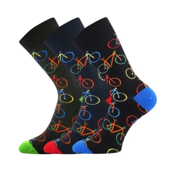 LONKA Ponožky unisex obrázkové DEBIKE s obrázky barevných kol (3 páry) 47-50 125494