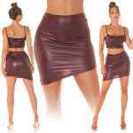 Sexy Koucla Wetlook Highwaist Skirt asymmetrical Einheitsgroesse