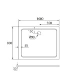 H K - THOR Sprchová vanička z liateho mramoru, obdĺžnik, 100x80x3 cm SE-THOR-10080