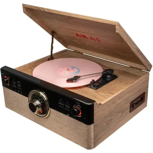 AKAI ATT-300CC hnedá / Gramofón / 45 RPM / FM / RCA / CD / AUX / Bluetooth (4905192534516)