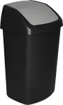 Curver Swing Top čierno-strieborná / Odpadkový kôš / 50 l / snímateľný kryt (229390)