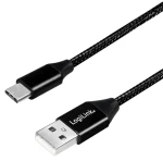 LogiLink USB-A - USB-C kábel čierna / Kábel / USB 2.0 / 0,3 m (CU0139)