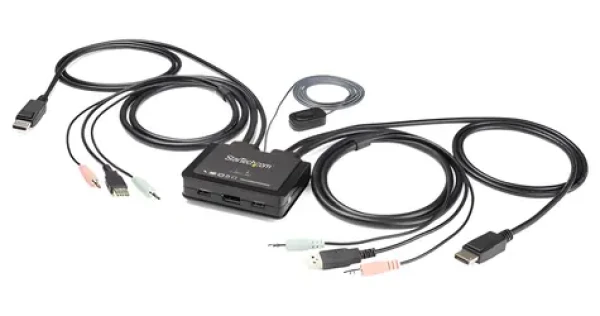 StarTech 2-portový KVM prepínač DisplayPort / 4K 60Hz / USB / DP 1.2 / integrované káble (SV211DPUA4K)