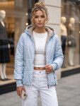 Dámska prešívaná prechodová bunda s kapucňou, svetlo modrá, FashionStreet TY5784 S