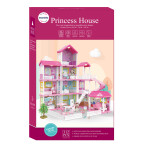 Mamido Mamido Domček pre bábiky so svetlami LED a dvoma bábikami 312 dielikov ružový MT1584