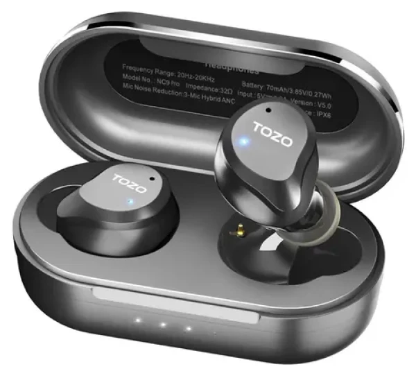 TOZO NC9 PRO čierna / Bezdrôtové slúchadlá / mikrofón / ANC / BT 5.3 (ACHFTZNC9P010)