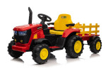 Mamido Mamido Detský elektrický traktor s vlečkou 12V 7Ah EVA kolesá ECO koža červený