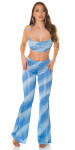 Sexy Koucla Party flarred pants with glitter gradient blue Einheitsgroesse