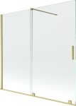 MEXEN/S - Velar Dvojkrídlová posuvná vaňová zástena 170 x 150, transparent, zlatá kartáčovaná 896-170-000-01-55