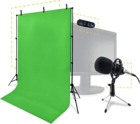 HP STEELPLAY Pro HD Streamers 4 in 1 Pack Microphone + Webcam + Greenscreen + Tripods