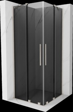MEXEN/S - Velar Duo sprchovací kút, posuvné dvere 90 x 90, grafit, nikel kartáčovaný 871-090-090-42-97